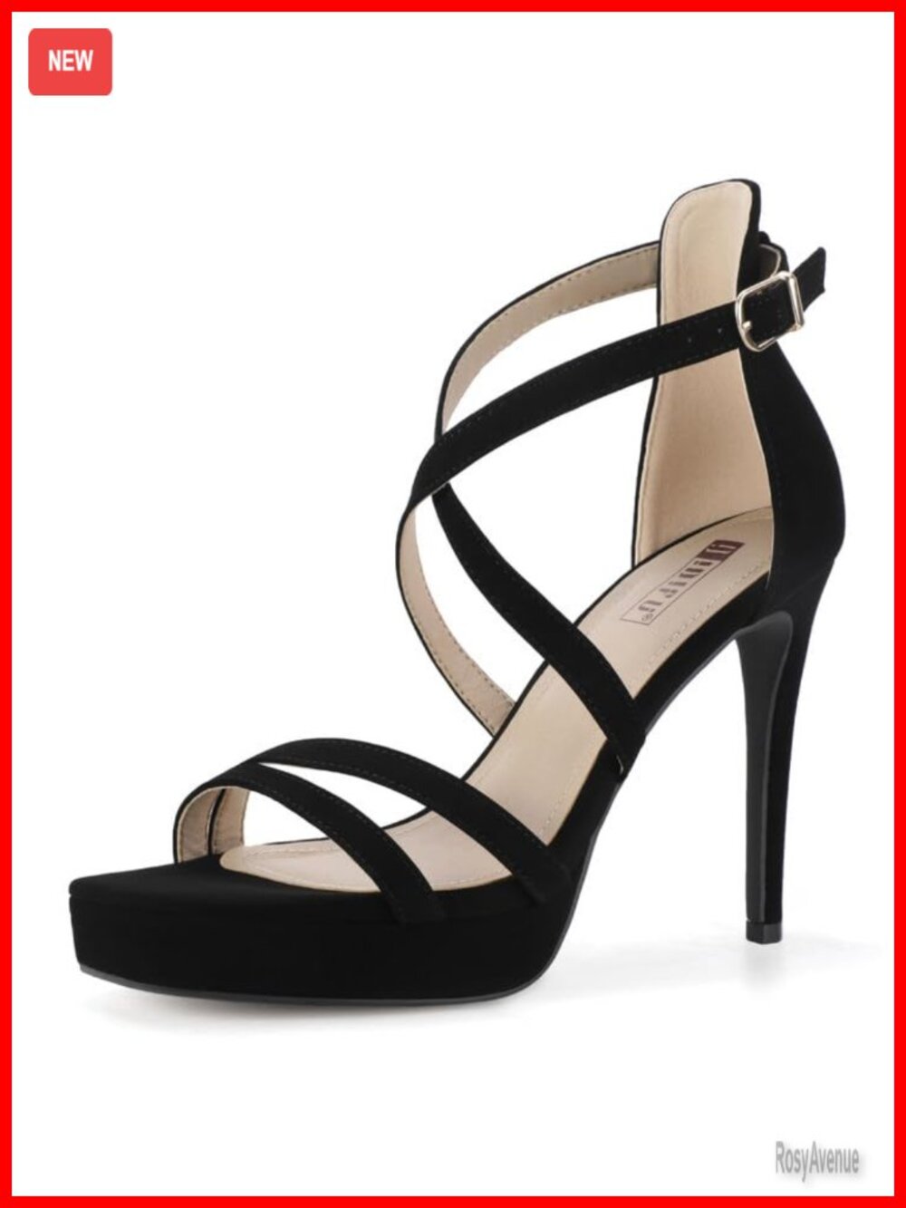 Women's Platform High Heels Strappy Square Toe Stiletto Heeled Sandals Open Toe